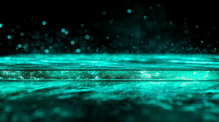 Poster - Enchanting teal bokeh background with cool blue green tones for elegant design