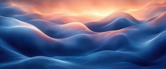 Poster - Futuristic Abstract Blue Curve Design with Light Effects and Smooth Gradient for Modern Wallpaper and Template