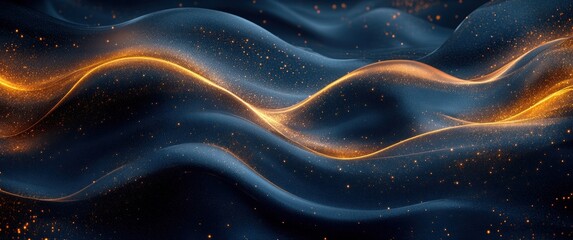 Aufkleber - Abstract Flowing Curves in Dark Blue and Gold for Luxury Background and Elegant Wallpaper