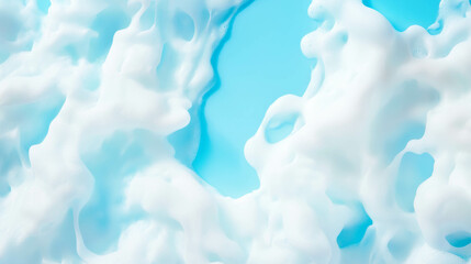 Poster - Abstract background with thick opaque foam texture against vibrant blue surface