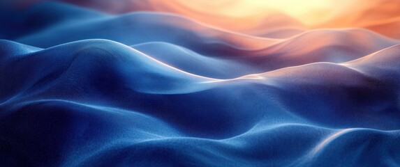 Poster - Futuristic Abstract Blue Gradient Background with Smooth Curves and Light Effects for Modern Wallpaper and Template Design