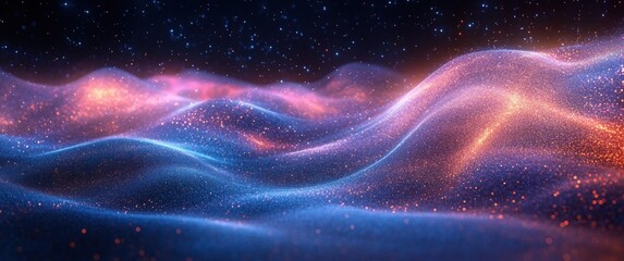Aufkleber - Dynamic Futuristic Abstract Waves and Particles Technology Illustration for Modern Design and Wallpaper