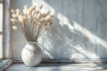 Aufkleber - Textured White Wooden Background with Rustic Aged Surface for Stylish Decor and Copy Space