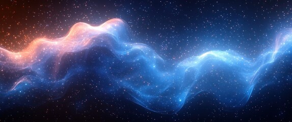 Poster - Futuristic Abstract Design Flowing Blue Light Waves Dynamic Pattern Motion Blur Technology Concept