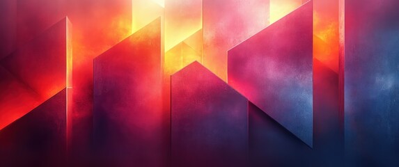 Aufkleber - Abstract Geometric Composition with Red and Black Metal Frame Modern Design