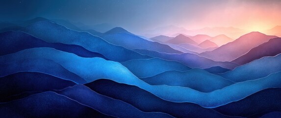 Poster - Luxury Blue Gradient Background with Gold Effect, Abstract Light Lines, Modern Minimalist Design for Elegant Wallpaper and Futuristic Template