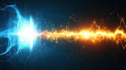 Aufkleber - Blue and orange abstract background with motion lines and light trails in high fidelity design