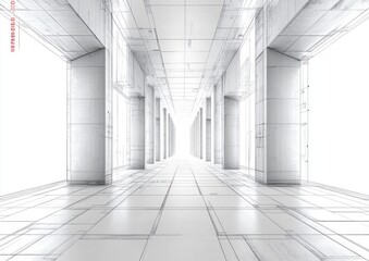 Poster - Abstract Architectural Blueprint Minimalist Project with Symmetry and Monochrome Design