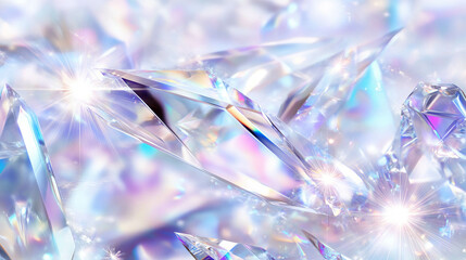 Poster - Shimmering white light on ice crystals with reflections for winter designs