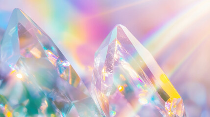 Poster - Rainbow prism light on crystal background for creative design