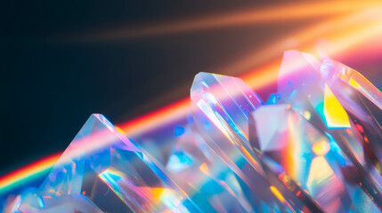 Fototapete - Captivating prism light display through crystals for abstract design inspiration