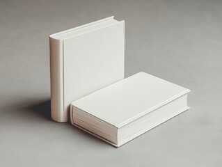 Poster - Minimalist Composition of White Books on Soft Gray Background in Contemporary Style