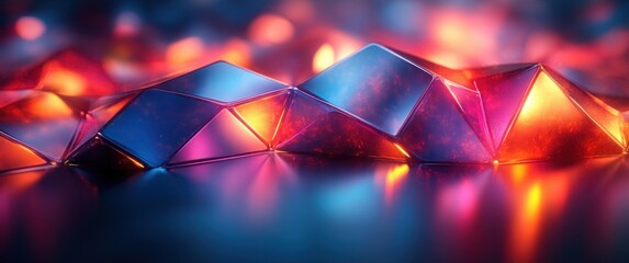 Fototapete - Modern Abstract Geometric Composition with Deep Navy Blue and Rich Burgundy Metallic Shapes