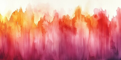 Poster - Abstract Watercolor Composition with Warm Oranges and Soft Pinks in Dreamy Serene Atmosphere