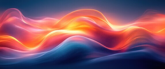 Aufkleber - Abstract Flowing Wave Digital Art with Gradient Colors in Modern Minimalism
