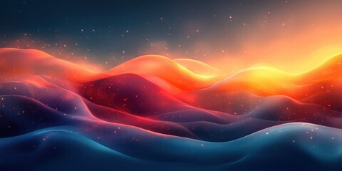 Poster - Minimalistic Technology Background with Colorful Circles and Waves Abstract Design