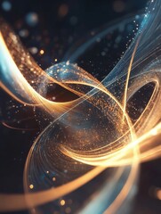Leinwandbilder - Abstract representation of agreement and trust in business through dynamic flowing lines and shimmering particles. Generative AI