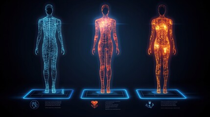Aufkleber - 3d illustration of human anatomy with futuristic hologram visualization in high fidelity detail