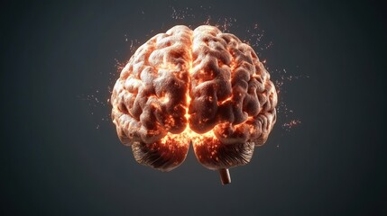 Poster - Brain with flames symbolizing creativity and artificial intelligence concept art visualization