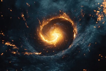 Aufkleber - Glowing gas swirls create an abstract energy flow in a dark cosmic environment filled with vibrant colors and dynamic motion. Generative AI