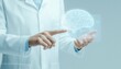 © Pointofview - doctor in white coat interacts with holographic brain, symbolizing advanced medical technology and innovation in healthcare