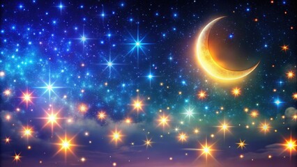 Wall Mural - vibrant starry night sky filled with twinkling stars and a bright crescent moon , night sky, stars, 
