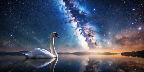 Wall Mural - beautiful stock photo of the constellation swan shining brightly against the backdrop of our galaxy,