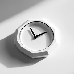 Poster - Modern White Octagonal Clock on White Background
