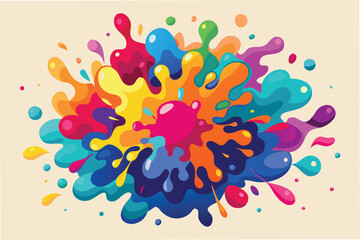 Fototapete - Vibrant explosion of colors with splashes showcasing artistic creativity and joy in an abstract design