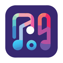 Poster - Creative design of a colorful music note icon highlighting modern aesthetics and digital art concepts
