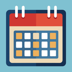 Poster - Calendar icon with a simple design, featuring orange and white squares for days, suitable for event planning or scheduling
