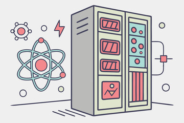 Aufkleber - Unique illustration of a modern computer with colorful design elements in a digital environment showcasing technological advancement and creativity