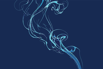 Aufkleber - Swirling blue smoke dances gracefully against a dark background creating an ethereal and calming ambiance in a minimalist design