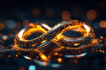 Leinwandbilder - Business trust and agreement symbolized through an abstract representation of infinity with sparkling golden elements. Generative AI