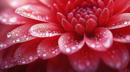 Canvas Print - Close-up of a pink dahlia with dew drops