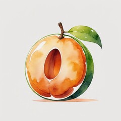 Wall Mural - Watercolor Illustration of a Halved Orange Fruit Resembling the Number Zero