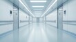 © Tanongsak idea photo - A sleek, empty corridor with white walls and bright lighting, featuring elevator doors on either side, creating a sterile and modern environment.