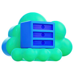 Poster - secure cloud storage concept, Futuristic cloud storage with colorful design Clipart Photo isolated on transparency background