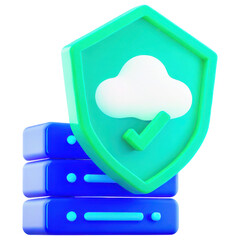 Poster - secure cloud storage concept, Cloud security shield icon with data storage Clipart Photo isolated on transparency background