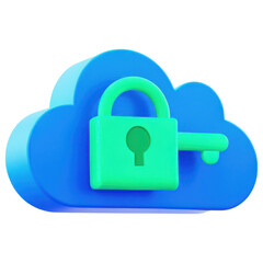 Poster - secure cloud storage concept, Secure cloud storage with digital lock symbolizing Clipart Photo isolated on transparency background