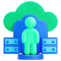 Poster - secure cloud storage concept, glowing figure representing cybersecurity in cloud Clipart Photo isolated on transparency background