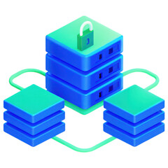 Poster - secure cloud storage concept, Secure cloud storage with data protection Clipart Photo isolated on transparency background