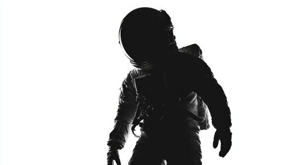 an astronaut. a black silhoutte of an astronaut