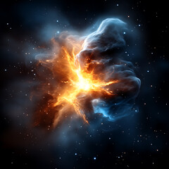 Wall Mural - Cosmic explosion within nebulae outer space digital art astronomical environment wide angle celestial phenomena