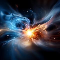 Wall Mural - Cosmic collision event outer space abstract art vivid colors dynamic viewpoint the power of creation