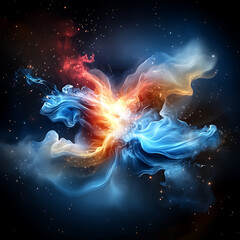 Wall Mural - Cosmic explosion of colorful nebulae deep space digital art stellar environment abstract viewpoint universe concept
