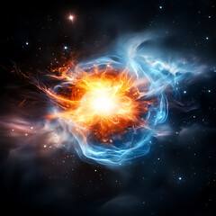 Canvas Print - Cosmic explosion event in space digital art sci-fi environment high-resolution viewpoint stellar dynamics