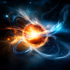 Wall Mural - Cosmic explosion event deep space abstract art stellar environment vibrant viewpoint universe concept for seo impact
