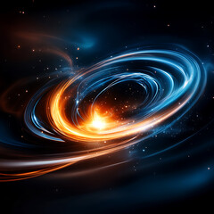 Wall Mural - Cosmic collision of light and darkness universe digital art space abstract viewpoint energy dynamics