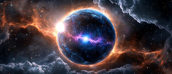 Wall Mural - Celestial event cosmic nebula formation outer space digital art galactic environment wide view astronomical concepts